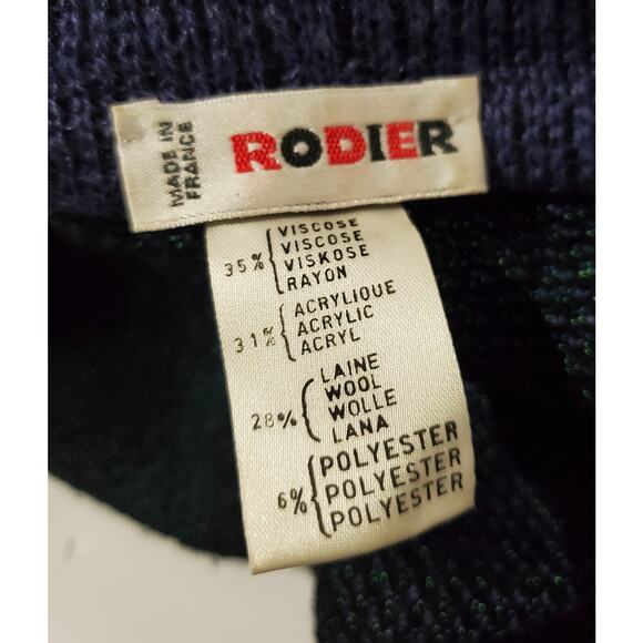 Rodier Vintage 80s Women's M/L Wool Blend Floral Knit Button-Up Cardigan Sweater - Picture 4 of 8